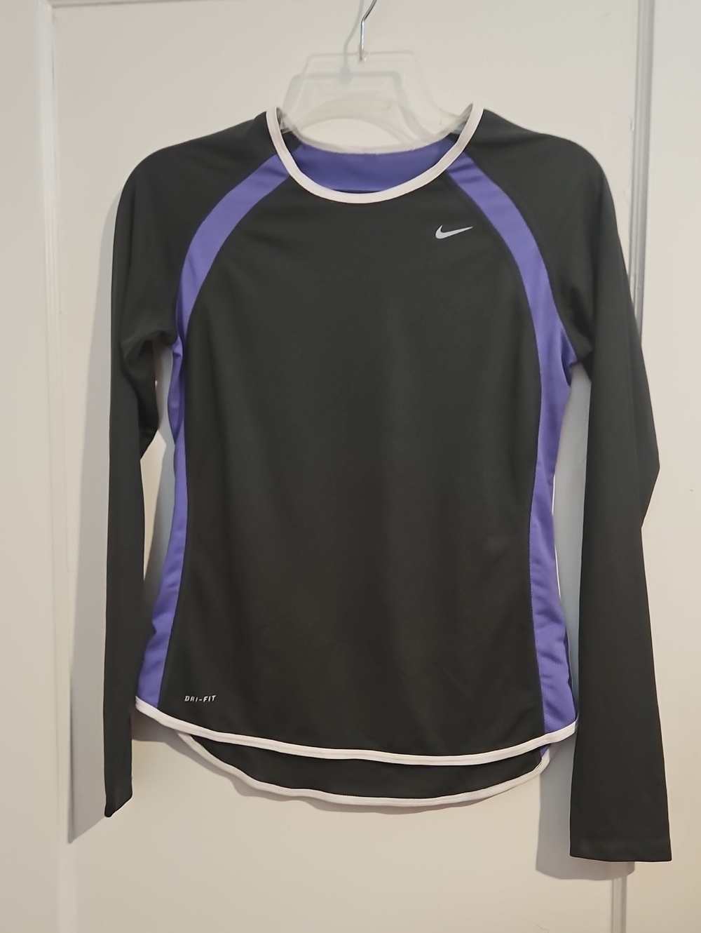 Nike Dri-FIT Color Block Long Sleeve Jersey Charcoal Purple Size Small